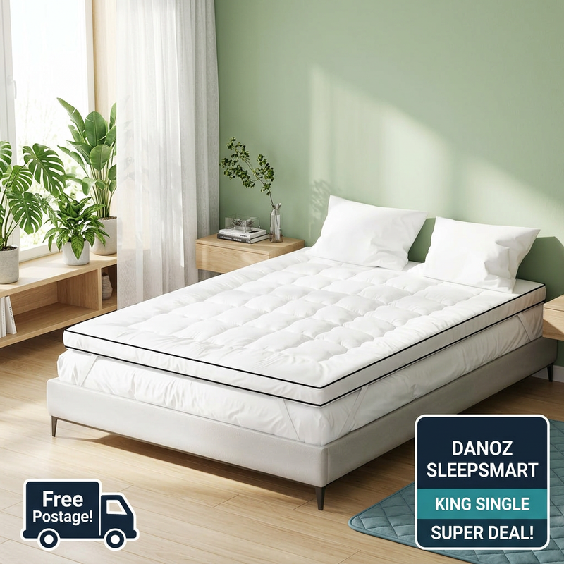 🛌 Danoz SleepSmart | Giselle Bedding King Single Mattress Topper | 500GSM Microfibre | 5cm Pillow Top Comfort | Free Postage!
