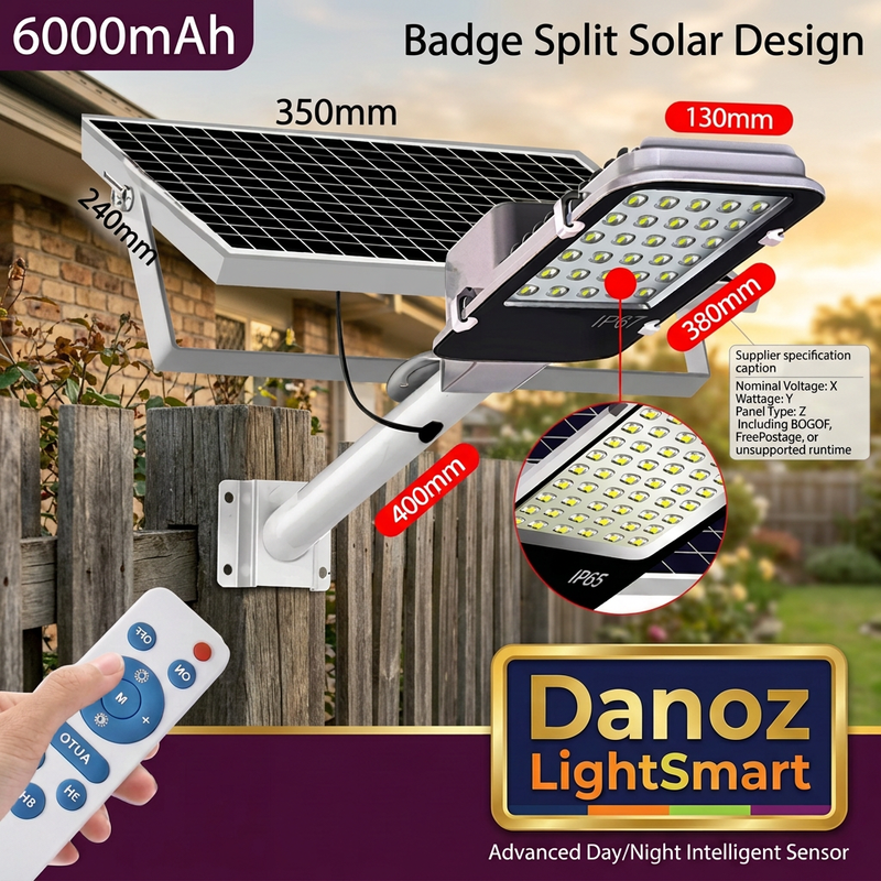 🔆 Danoz LightSmart | Split Solar Outdoor Light | Separate Panel & Remote Control | Adjustable Brightness | Free Postage!