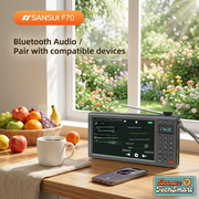 Sansui Bluetooth audio in sunny kitchen