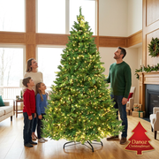 Parents and children admiring the 2.7m pre-lit fir