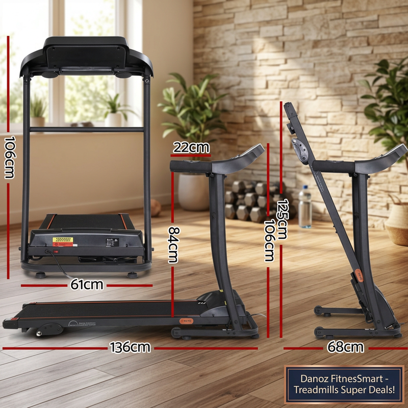 Everfit treadmill unfolded and folded dimensions