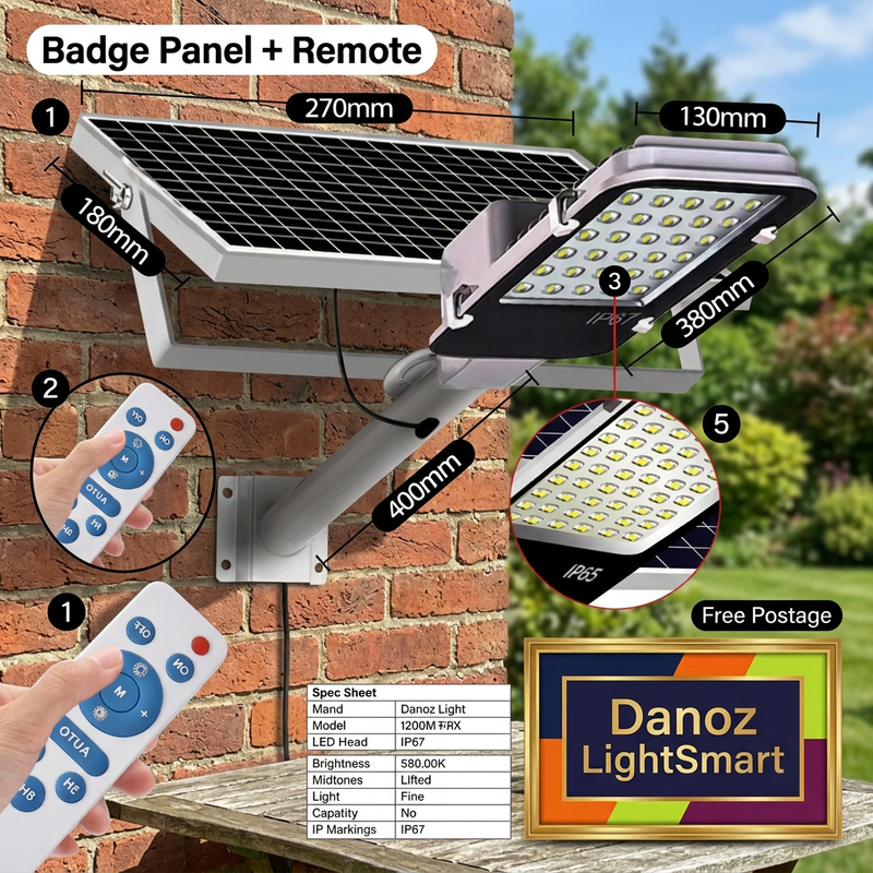 🔆 Danoz LightSmart | Split Solar Outdoor Light | Separate Panel & Remote Control | Adjustable Brightness | Free Postage!