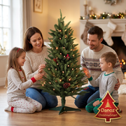 Parents and children admiring the mini warm-white LED tree