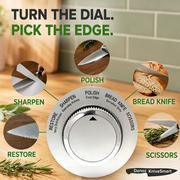 KniveSmart five dial settings for restore, sharpen, polish, bread knife and scissors