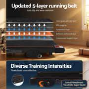 Everfit running belt layers and three-level manual incline