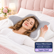 Woman resting on back on PillowSmart butterfly pillow