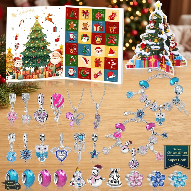 Original image one with warm festive background Danoz and Free Postage badges