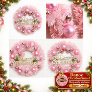Four-panel pink wreath detail collage