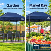 EventSmart navy gazebo garden and market stall views