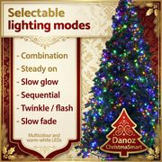 Selectable steady glow twinkle and fade lighting effects