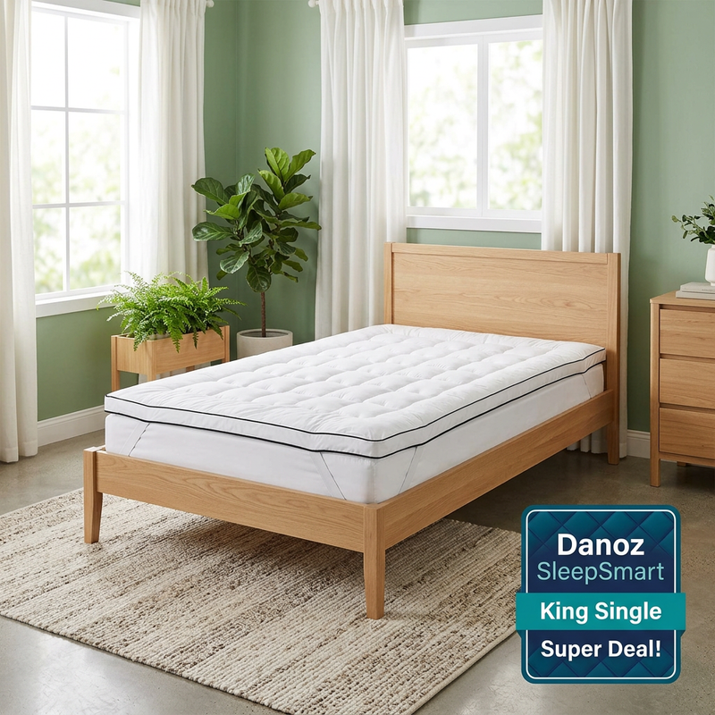 🛌 Danoz SleepSmart | Giselle Bedding King Single Mattress Topper | 500GSM Microfibre | 5cm Pillow Top Comfort | Free Postage!