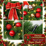 Four-panel LED Christmas wreath bow bauble and light details