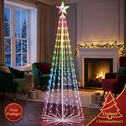 RGB fairy light Christmas tree with star topper and Free Postage badge