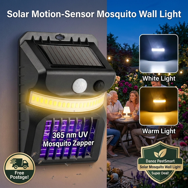 PestSmart mosquito wall light with patio guests and Free Postage badge