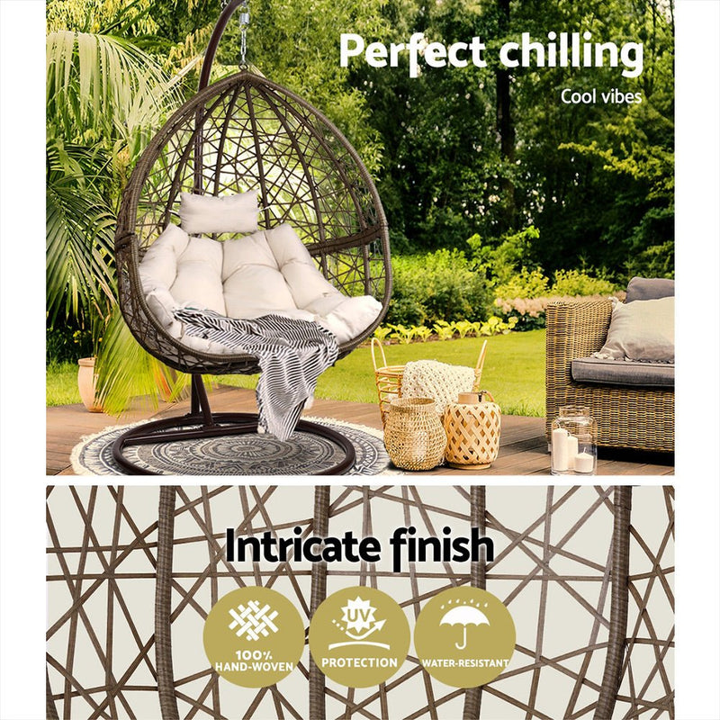 Indulge in the art of outdoor living with Danoz EggPod, crafted suspended retreat. Constructed from hand - woven, UV - resistant wicker and supported by a powder - coated steel frame! - danozdirect