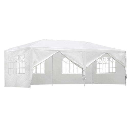 Instahut Gazebo 3x6m Marquee Wedding Party Tent Outdoor Camping Side Wall Canopy 6 Panel White - danozdirect