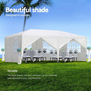 Instahut Gazebo 3x6m Marquee Wedding Party Tent Outdoor Camping Side Wall Canopy 6 Panel White - danozdirect