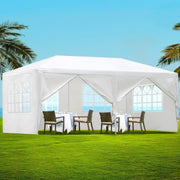Instahut Gazebo 3x6m Marquee Wedding Party Tent Outdoor Camping Side Wall Canopy 6 Panel White - danozdirect