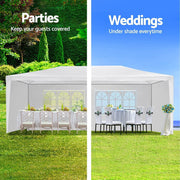 Instahut Gazebo 3x6m Marquee Wedding Party Tent Outdoor Camping Side Wall Canopy 6 Panel White - danozdirect