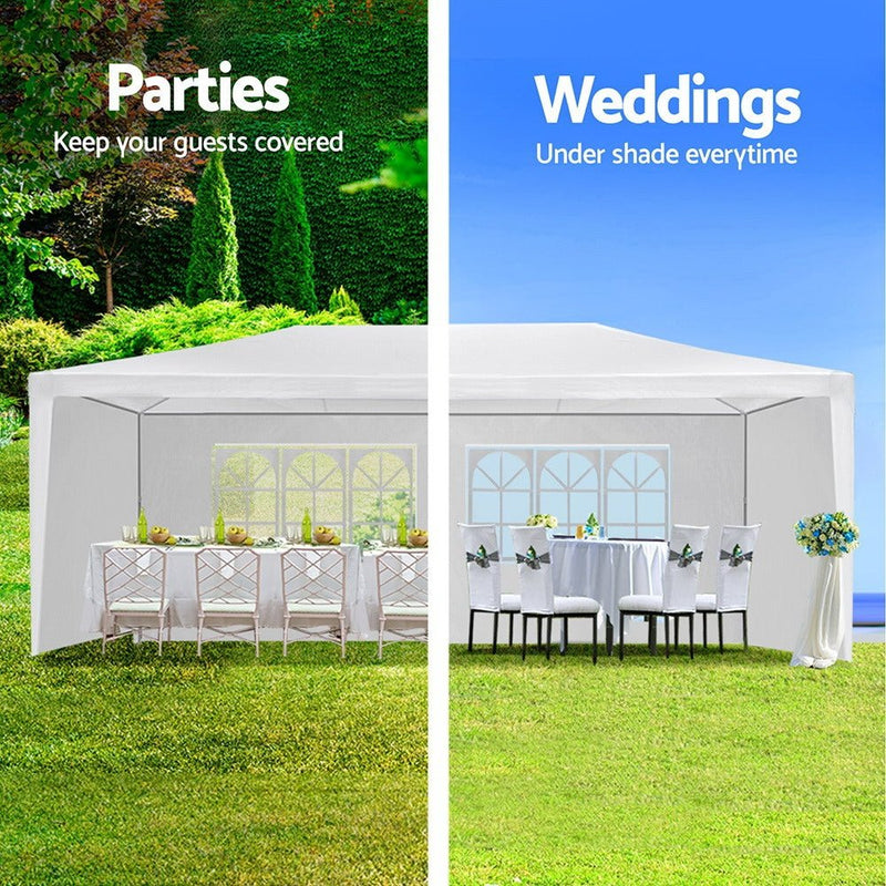 Instahut Gazebo 3x6m Marquee Wedding Party Tent Outdoor Camping Side Wall Canopy 6 Panel White - danozdirect