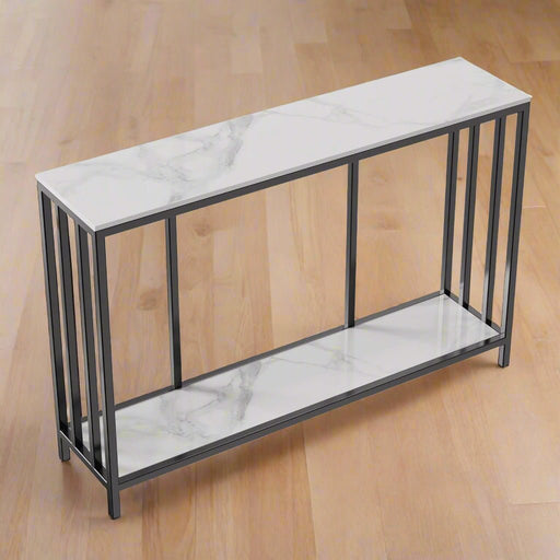 Interior Ave - Bronte Dual Layer Marble Stone Console - Marble & Black - danozdirect