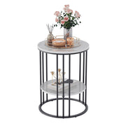 Interior Ave - Cleo Black Two Shelf Stone Side Table - danozdirect