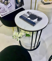 Interior Ave - Cleo Black Two Shelf Stone Side Table - danozdirect