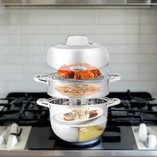 Introducing the Danoz Direct - Zhang Xiao Quan 28cm 3 - Tier Steamer! Experience the convenience and health benefits of steaming - danozdirect