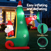 Jingle Jollys Christmas Inflatable Santa in Helicopter 2.55M Height LED Illuminated Decorations - danozdirect