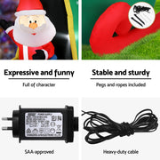 Jingle Jollys Christmas Inflatable Santa in Helicopter 2.55M Height LED Illuminated Decorations - danozdirect