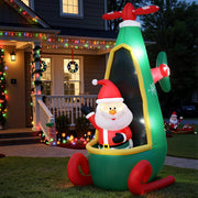 Jingle Jollys Christmas Inflatable Santa in Helicopter 2.55M Height LED Illuminated Decorations - danozdirect