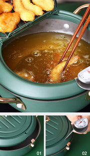Justcook 20cm JSHS - YZG0320 - 1 Double Handle Tempura Karaga Fryer Pot Frying Pan - danozdirect