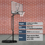 Kahuna Height - Adjustable Basketball Portable Hoop for Kids and Adults - danozdirect