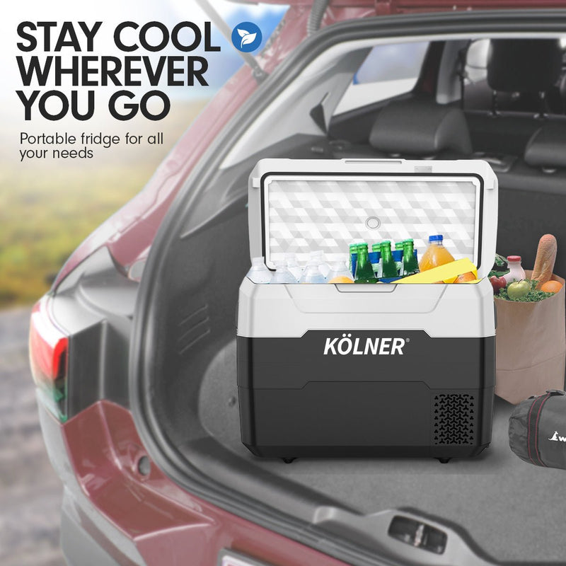 Kolner 40l Fridge Freezer Cooler 12/24/240v Camping Portable Esky Refrigerator - Black - danozdirect