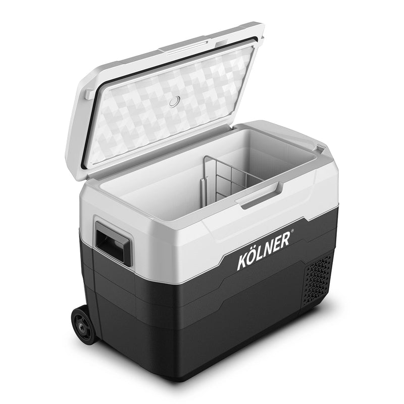 Kolner 40l Fridge Freezer Cooler 12/24/240v Camping Portable Esky Refrigerator With Trolley - Black - danozdirect