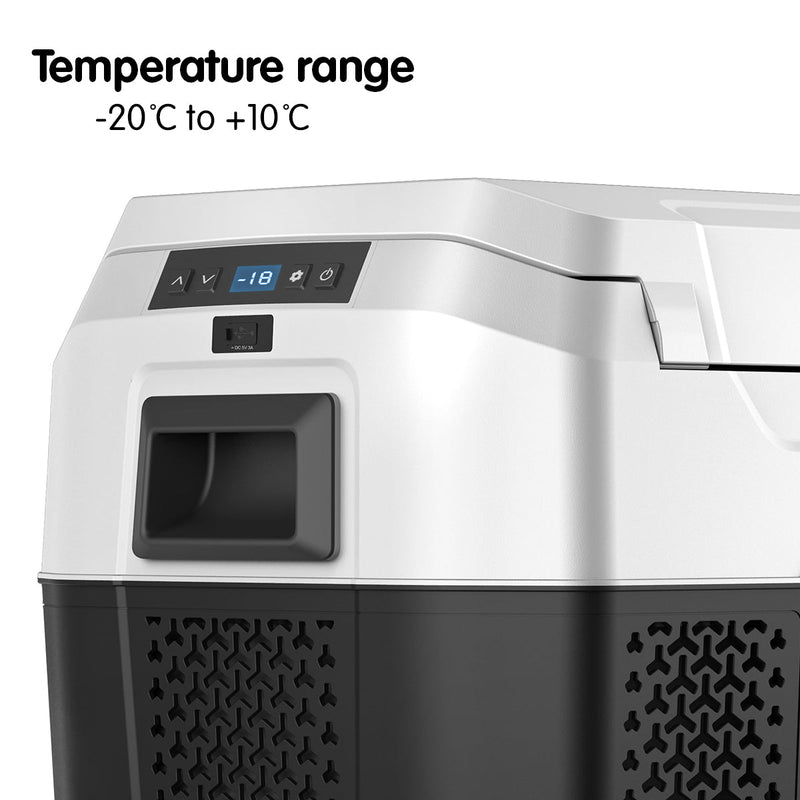 Kolner 40l Fridge Freezer Cooler 12/24/240v Camping Portable Esky Refrigerator With Trolley - Black - danozdirect