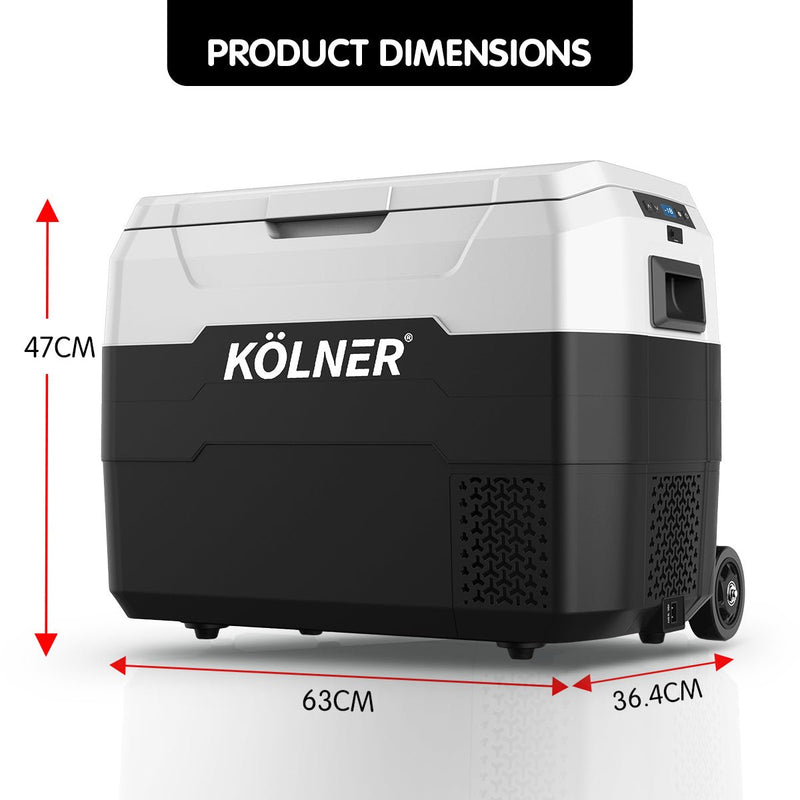 Kolner 40l Fridge Freezer Cooler 12/24/240v Camping Portable Esky Refrigerator With Trolley - Black - danozdirect