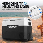 Kolner 40l Fridge Freezer Cooler 12/24/240v Camping Portable Esky Refrigerator With Trolley - Black - danozdirect