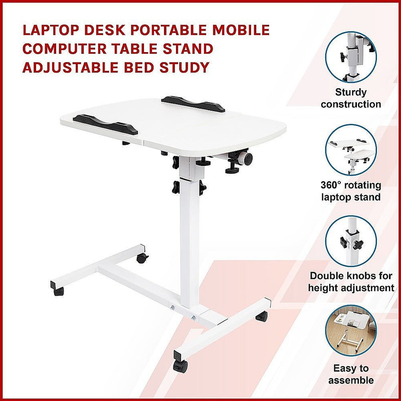 Laptop Desk Portable Mobile Computer Table Stand Adjustable Bed Study - danozdirect