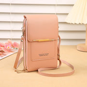 Light Pink Women's Cute Mini PU Leather Crossbody Phone Bag (19x12x4cm) - Touch Screen Window, Vertical Style - danozdirect