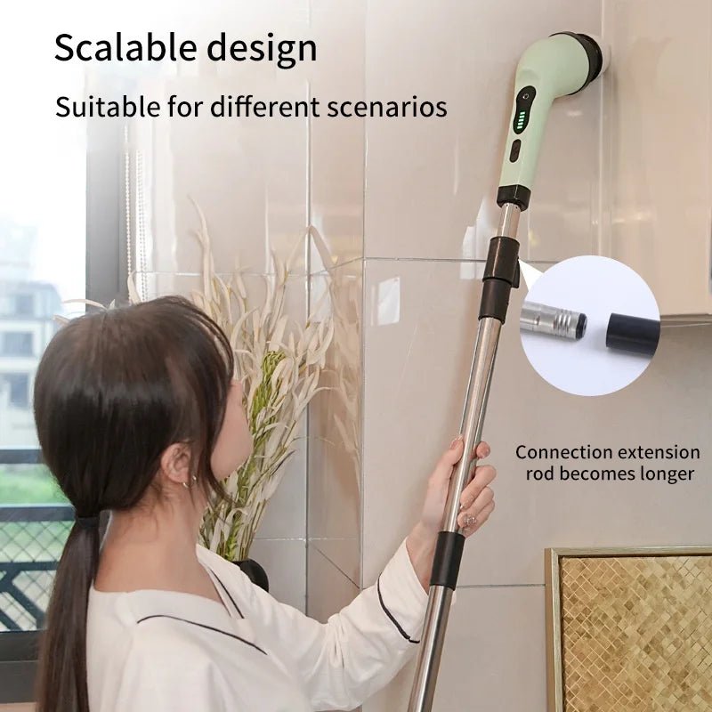 Make cleaning a breeze with Danoz 9 - in - 1 Wireless Electric Cleaning Brush! USB - rechargeable tool spins through grime in your kitchen, bathroom, and beyond - danozdirect