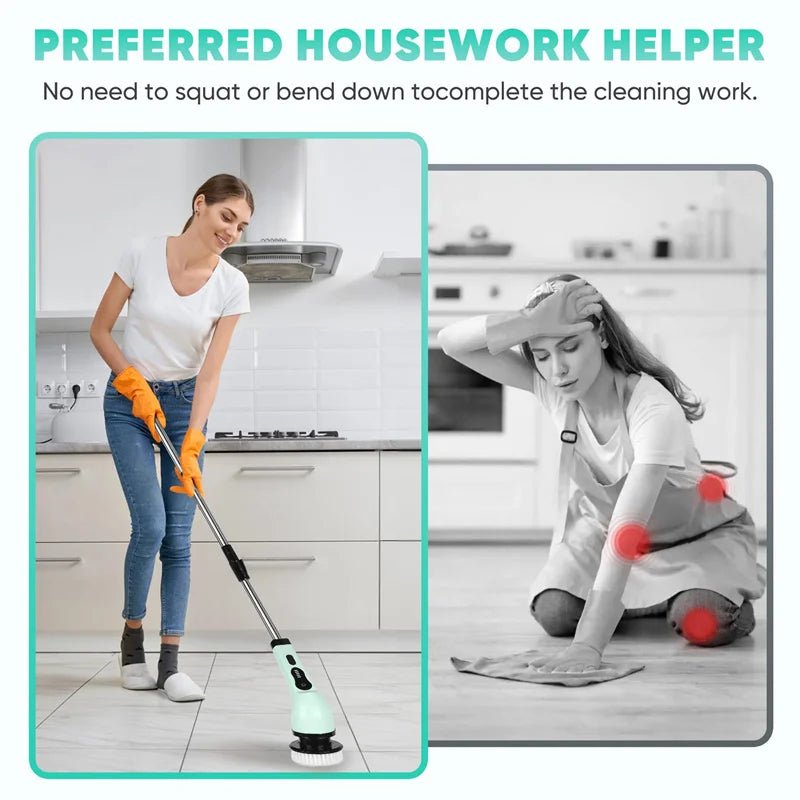 Make cleaning a breeze with Danoz 9 - in - 1 Wireless Electric Cleaning Brush! USB - rechargeable tool spins through grime in your kitchen, bathroom, and beyond - danozdirect