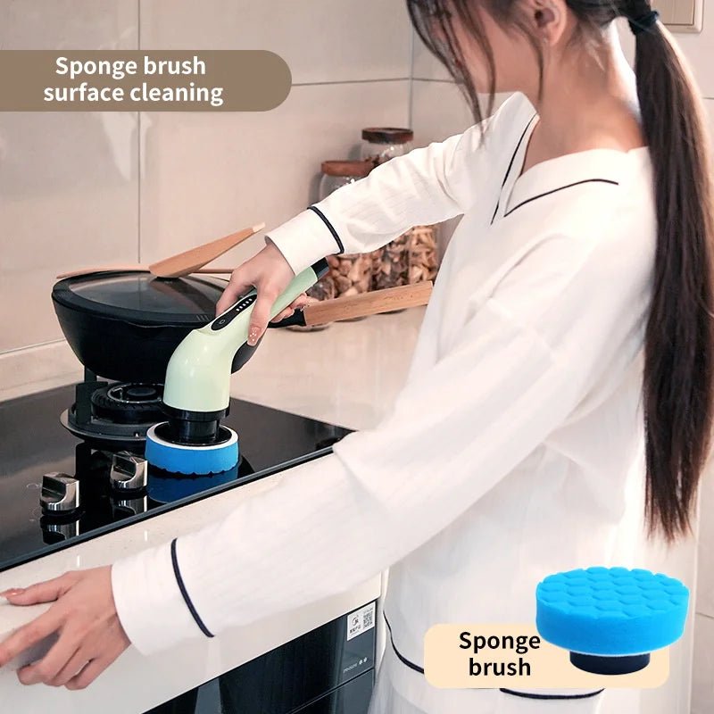 Make cleaning a breeze with Danoz 9 - in - 1 Wireless Electric Cleaning Brush! USB - rechargeable tool spins through grime in your kitchen, bathroom, and beyond - danozdirect