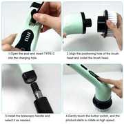 Make cleaning a breeze with Danoz 9 - in - 1 Wireless Electric Cleaning Brush! USB - rechargeable tool spins through grime in your kitchen, bathroom, and beyond - danozdirect