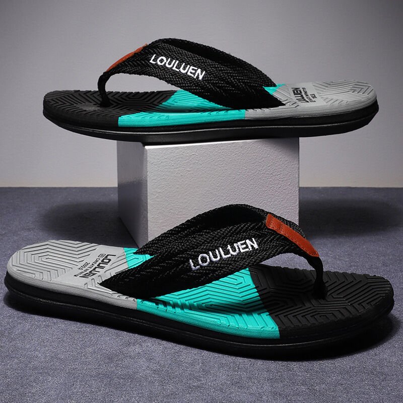 Men's Flip Flops with EVA - PVC Dual Sole, 3 Colors (Black/Blue/Green) for Comfort & Style for Summer Beach & Daily Wear(Black) - danozdirect