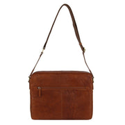 Pierre Cardin Crumpled Leather Computer Laptop Bag - Tan - danozdirect