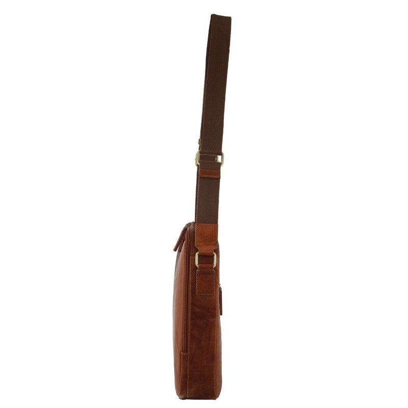 Pierre Cardin Crumpled Leather Computer Laptop Bag - Tan - danozdirect
