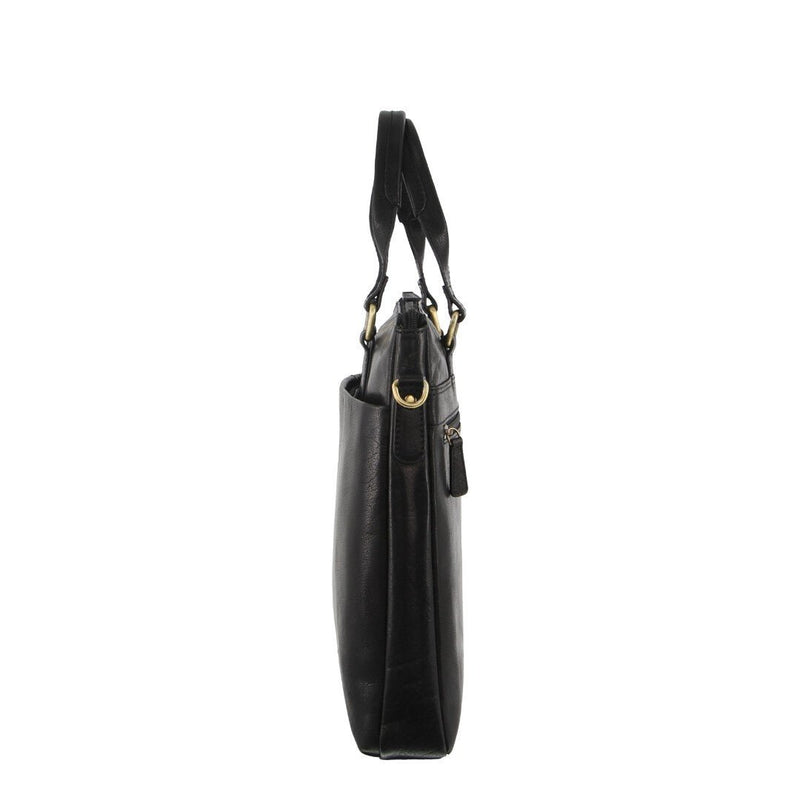 Pierre Cardin Leather Laptop Briefcase Business Bag - Black - danozdirect