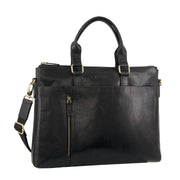 Pierre Cardin Leather Laptop Briefcase Business Bag - Black - danozdirect