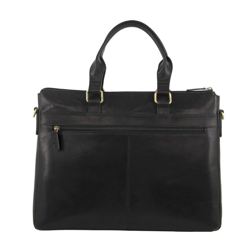 Pierre Cardin Leather Laptop Briefcase Business Bag - Black - danozdirect
